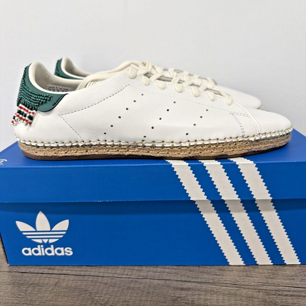 Adidas Clot Stan Smith Espadrille Beaded Sneaker Shoes White JR9373 Men's Sz 8